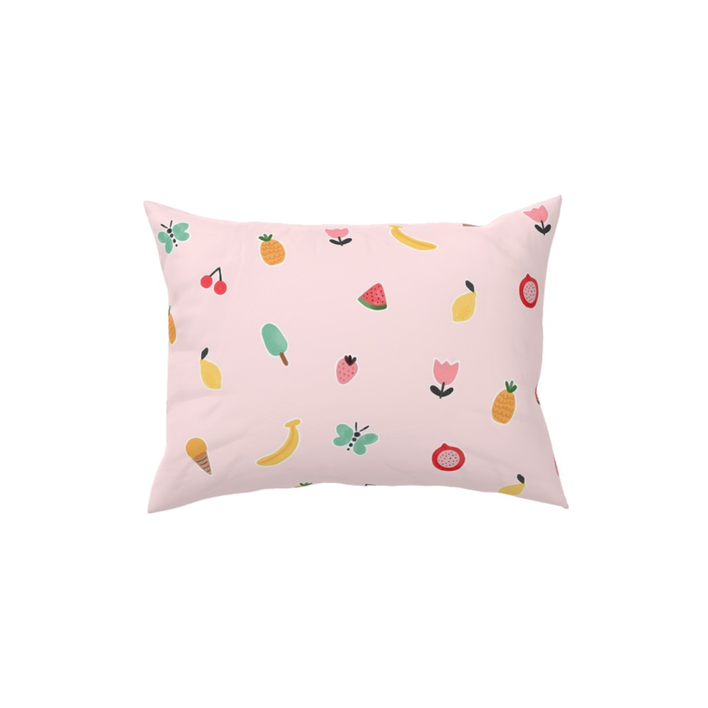 Freshy Summer - Pink Pillow, Woven, Black, 12x16, Single Sided, Pink