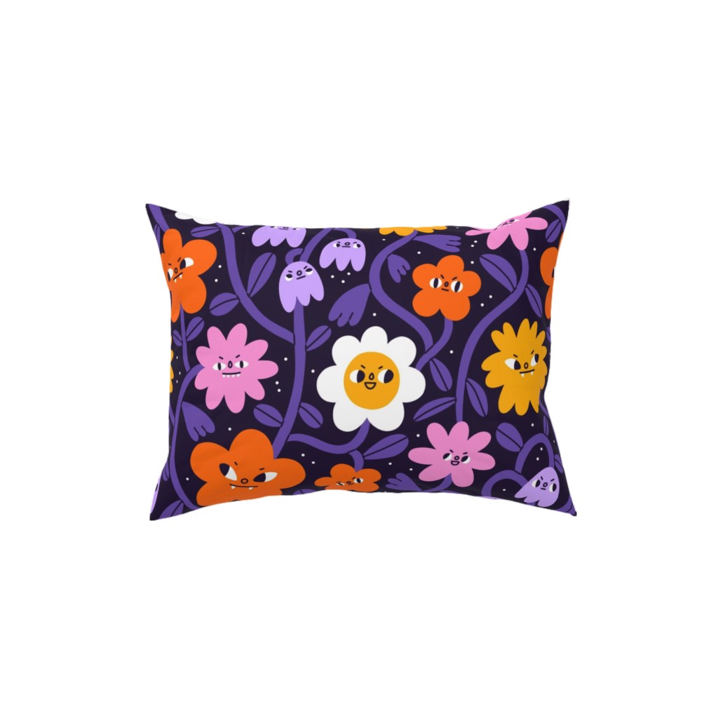 Extremely Wicked and Shockingly Evil Halloween Garden - Purple Pillow, Woven, Black, 12x16, Single Sided, Purple