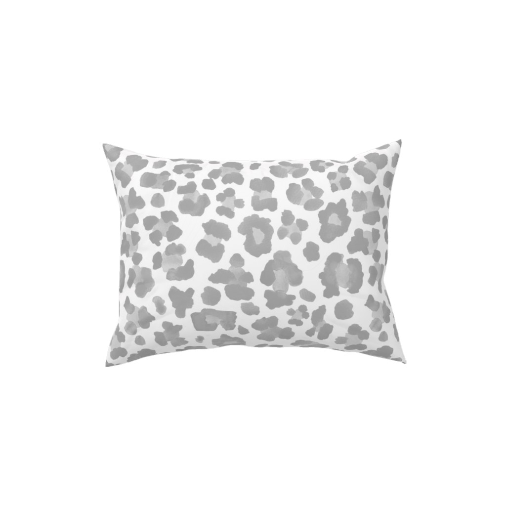 Light Grey Leopard Print Pillow, Woven, Black, 12x16, Single Sided, Gray