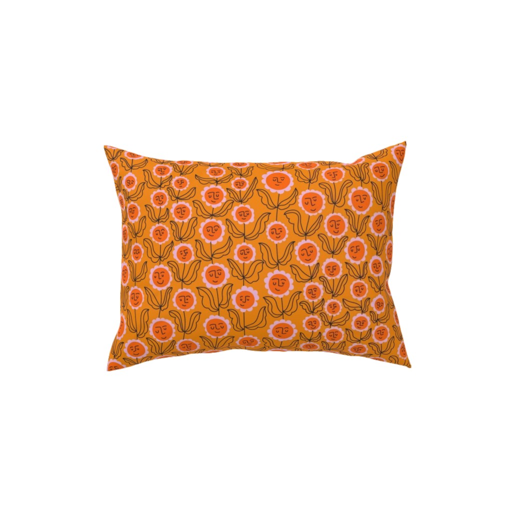 Happy Marigold Vine - Orange Pillow, Woven, Black, 12x16, Single Sided, Orange, Orange