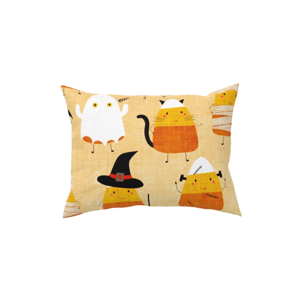 Candy Corn Characters - Multi Pillow, Woven, Black, 12x16, Single Sided, Orange