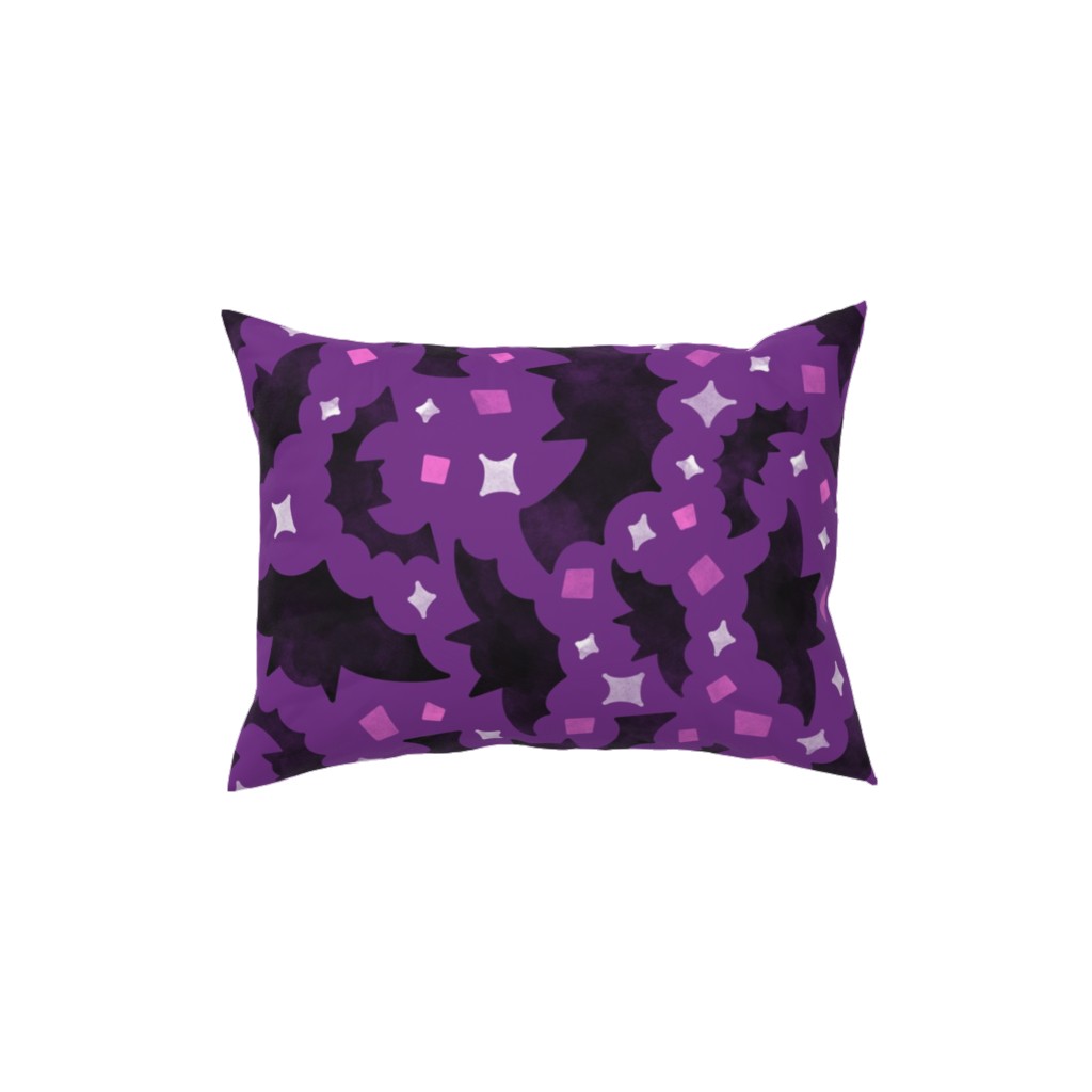 Bats & Sparkles Pillow, Woven, Black, 12x16, Single Sided, Purple