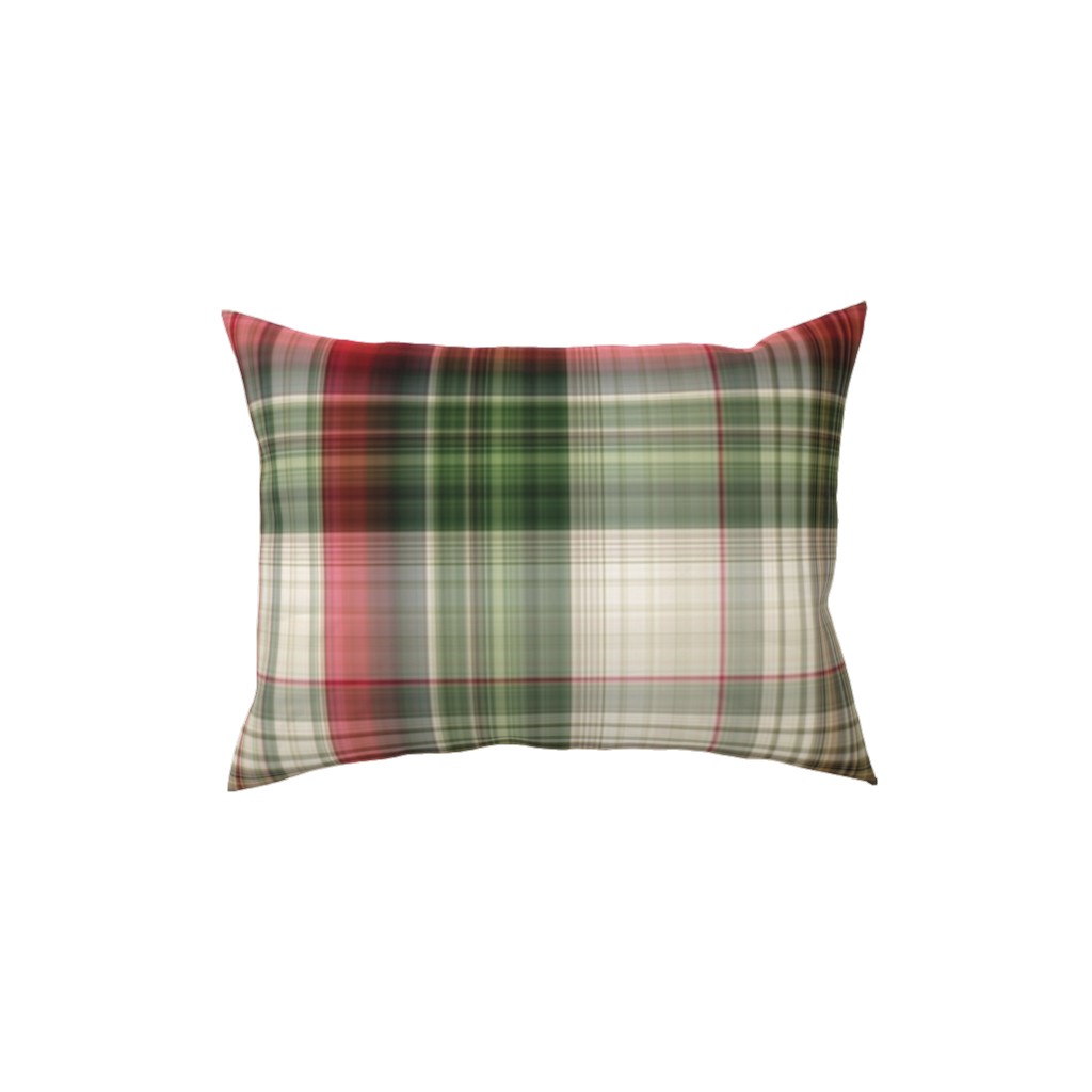 Christmas Plaid - Green, White and Red Pillow, Woven, Black, 12x16, Single Sided, Green, Classic Green