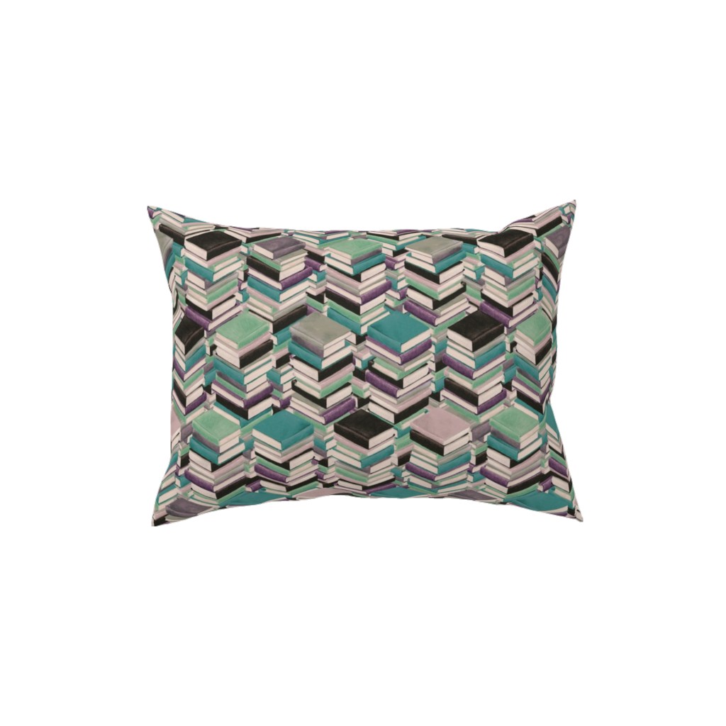 Book Stacks Pillow, Woven, Black, 12x16, Single Sided, Green, Jewel