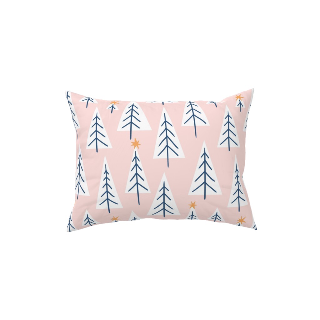 Christmas Tree Forest - Pink Pillow, Woven, Black, 12x16, Single Sided, Pink