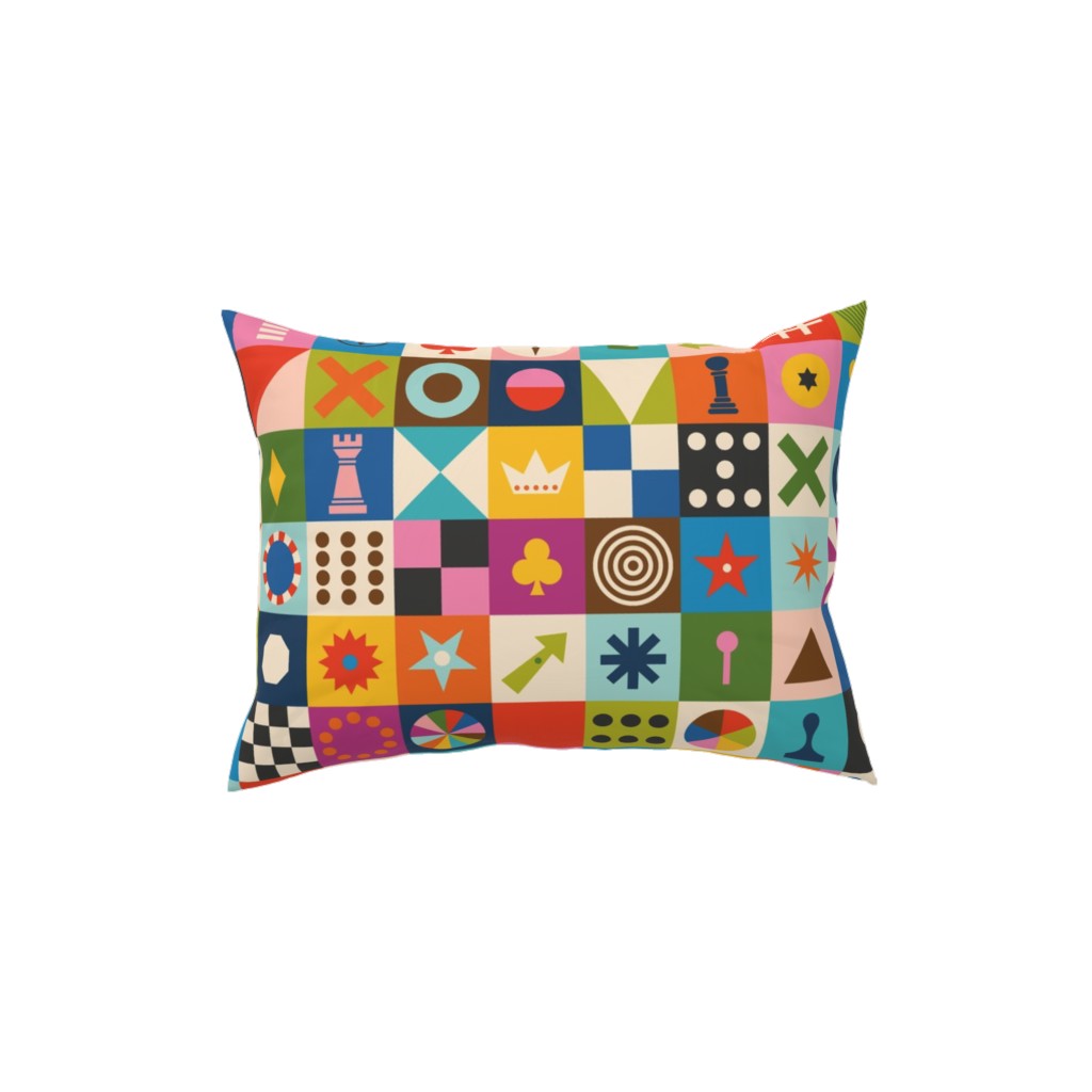 Game Cupboard Pillow, Woven, Black, 12x16, Single Sided, Multicolor