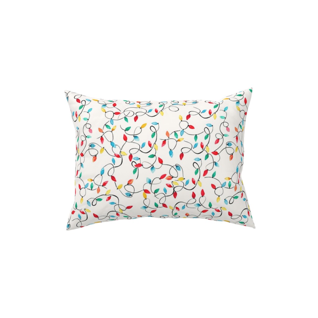 Christmas Lights Decoration - Multi Pillow, Woven, Black, 12x16, Single Sided, Multicolor