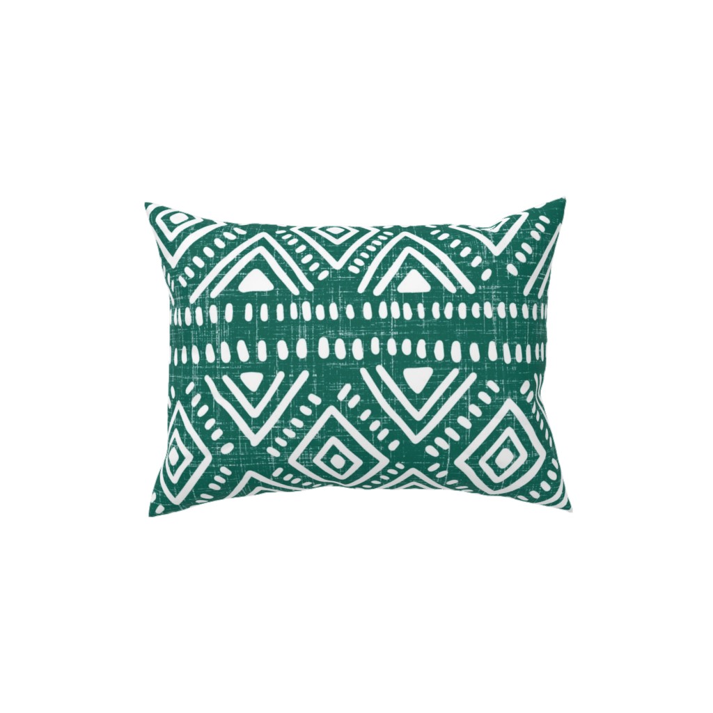 Abstract Diamond Pillow, Woven, Black, 12x16, Single Sided, Green