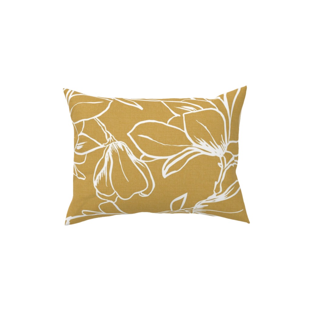 Magnolia Garden Pillow, Woven, Black, 12x16, Single Sided, Brown, Golden