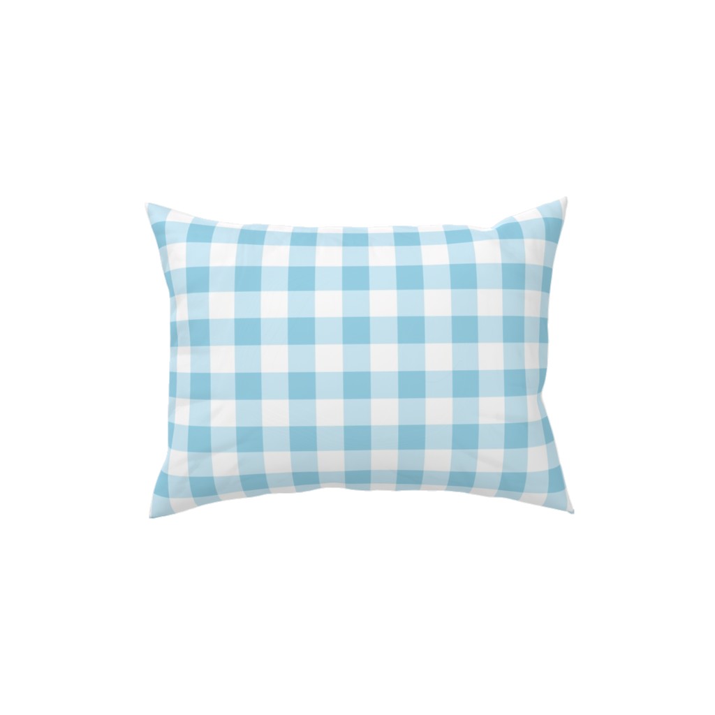 Gingham Checks Pillow, Woven, Black, 12x16, Single Sided, Blue, Rain