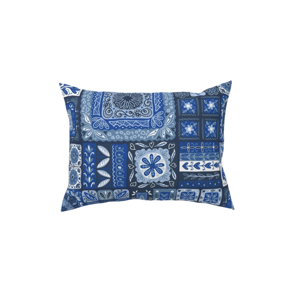 Grandma's Patchwork - Blue Pillow, Woven, Black, 12x16, Single Sided, Blue