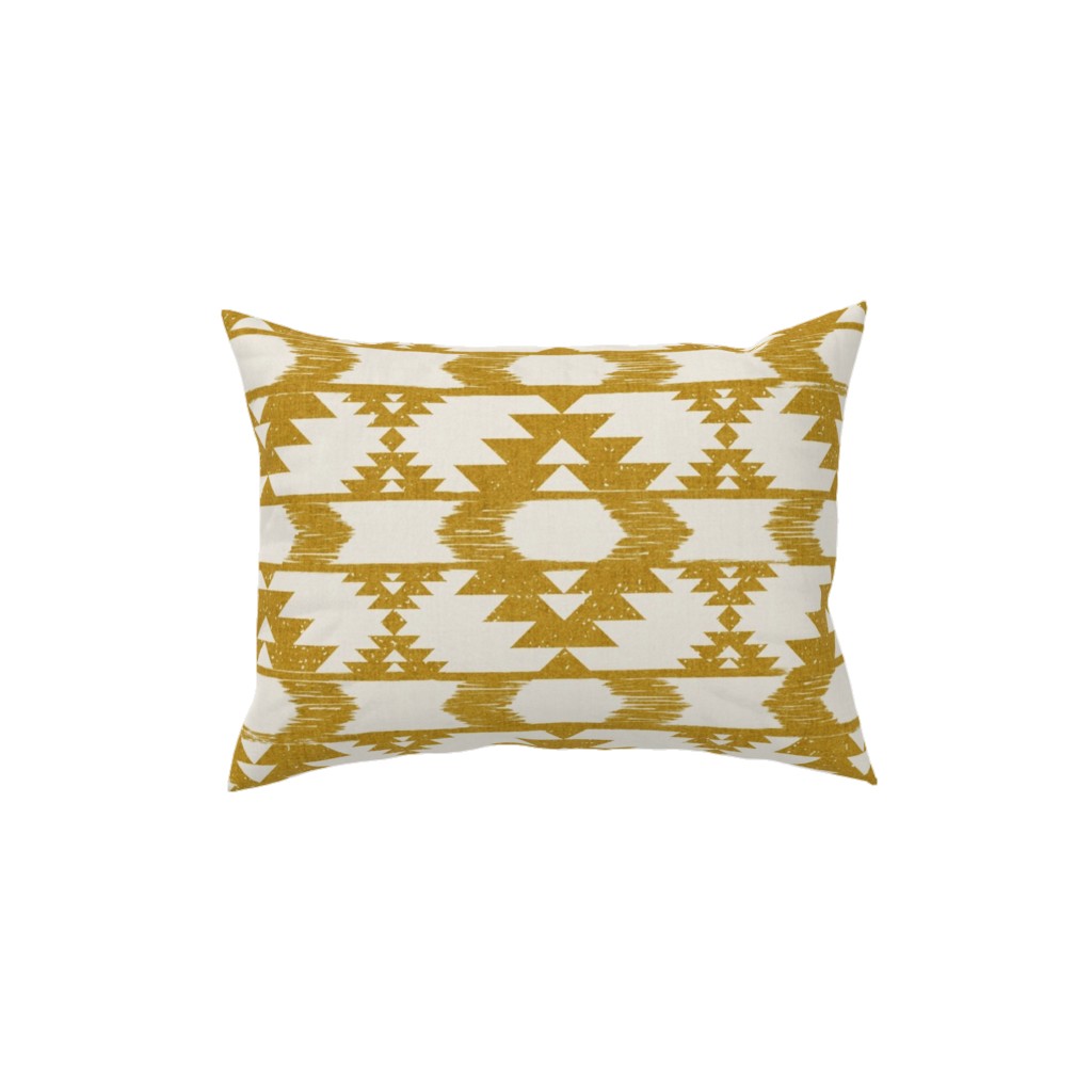 Modern Tribal Abstract Geometric - Yellow and White Pillow, Woven, Black, 12x16, Single Sided, Yellow