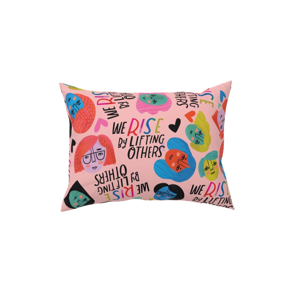 We Rise By Lifting Others - Multi Pillow, Woven, Black, 12x16, Single Sided, Multicolor