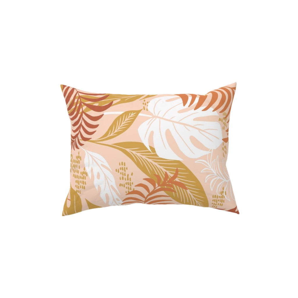 Paradiso - Tropical Palm Fronds - Golden Blush Pillow, Woven, Black, 12x16, Single Sided, Pink, Bright Pink