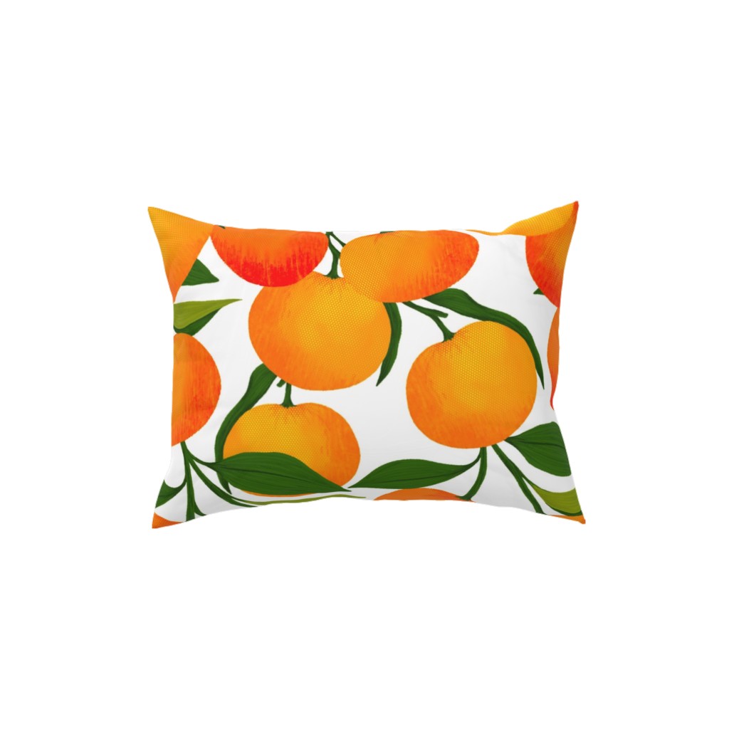 Tangerine Dreams - Orange on White Pillow, Woven, Black, 12x16, Single Sided, Orange