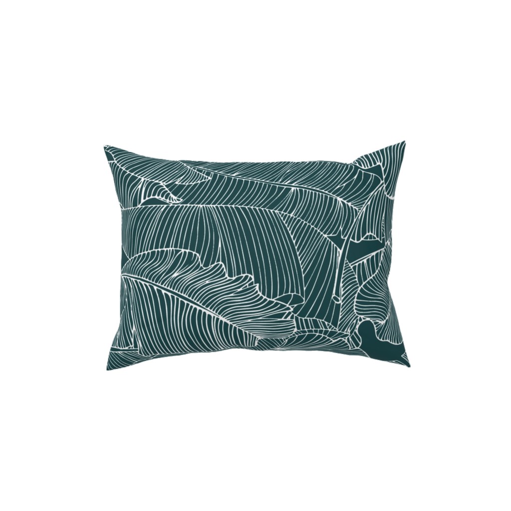 Banana Leaf - Teal Pillow, Woven, Black, 12x16, Single Sided, Green