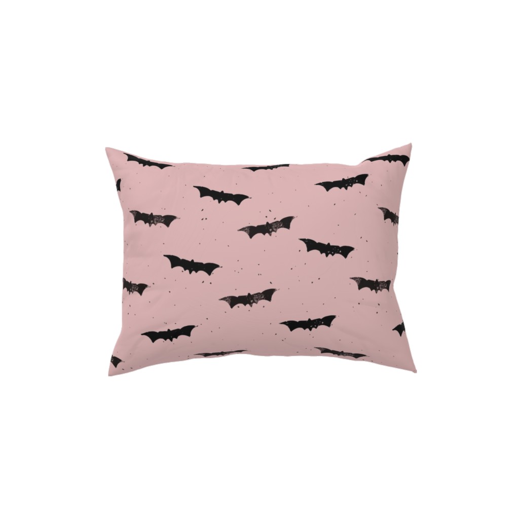 Grungy Bats and Speckles - Pink Pillow, Woven, Black, 12x16, Single Sided, Pink