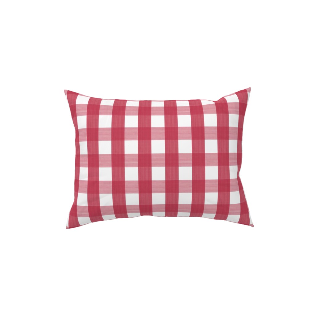 Check Red on White Pillow, Woven, Black, 12x16, Single Sided, Red