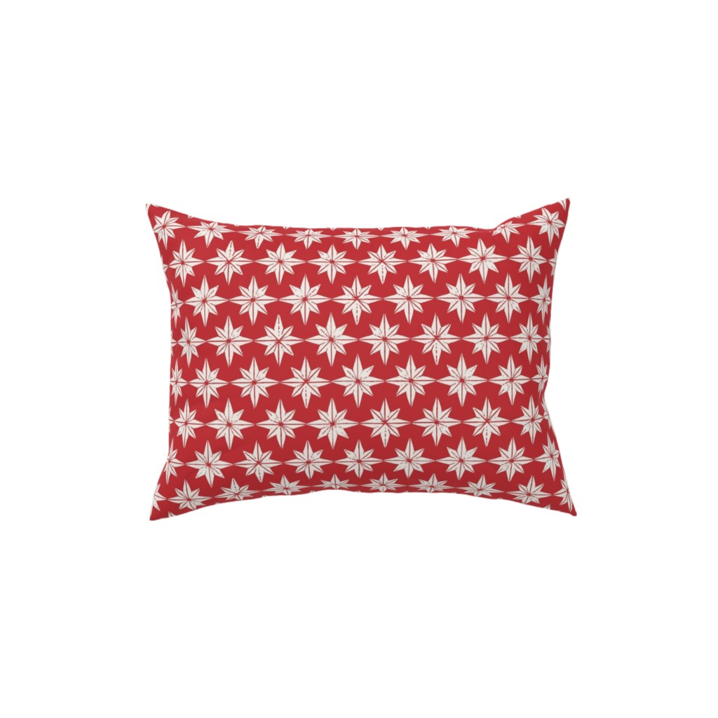 Christmas Star Tiles Pillow, Woven, Black, 12x16, Single Sided, Red