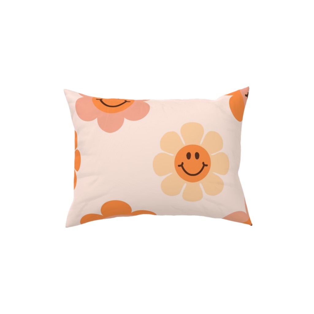 Smiley Floral - Orange Pillow, Woven, Black, 12x16, Single Sided, Orange, Orange