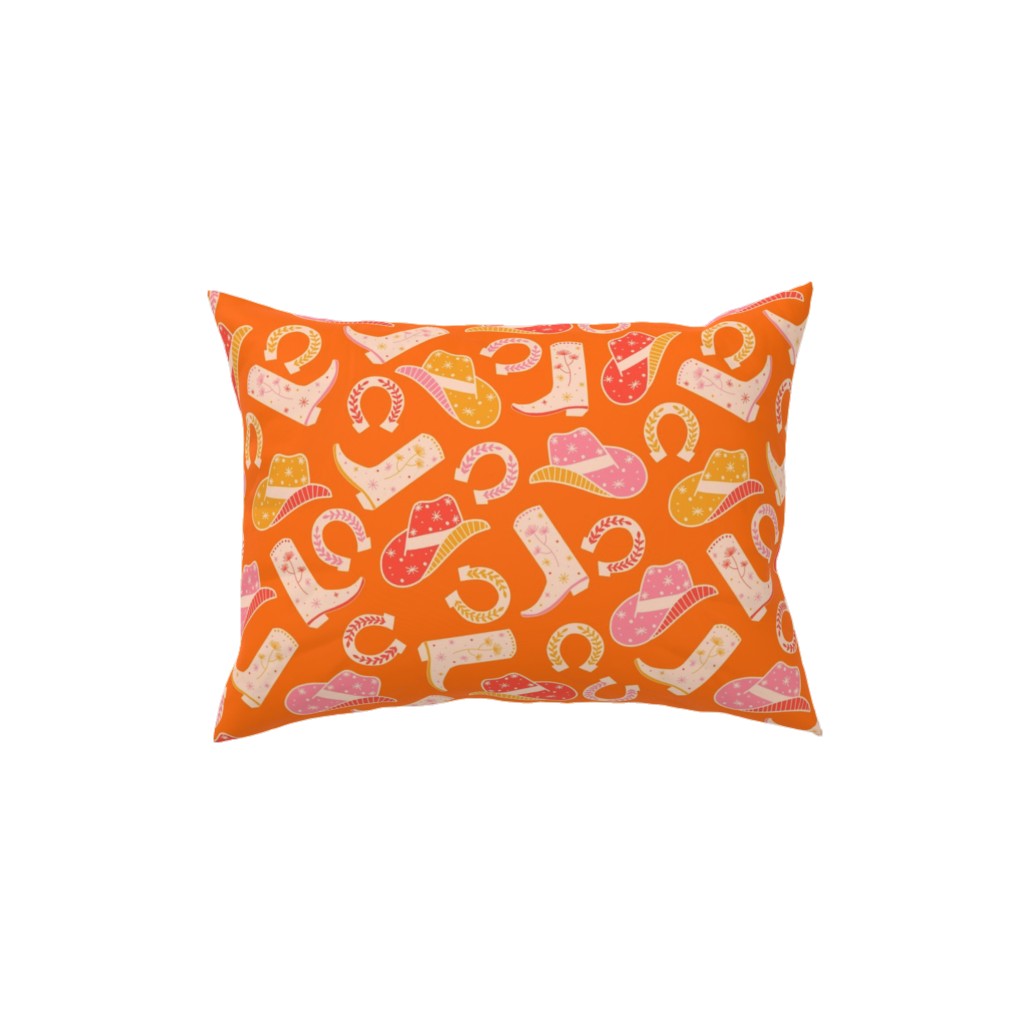 Cowgirl - Pink and Orange Pillow, Woven, Black, 12x16, Single Sided, Orange, Orange