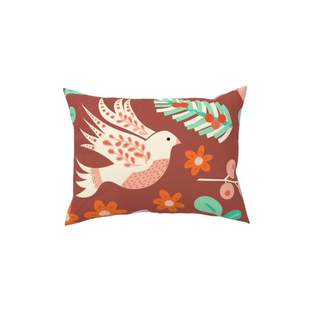 Christmas Dove - Red Pillow, Woven, Black, 12x16, Single Sided, Red