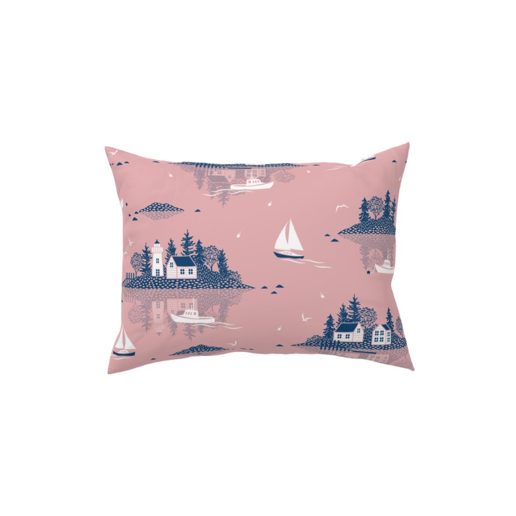 Maine Islands - Pink Pillow, Woven, Black, 12x16, Single Sided, Pink