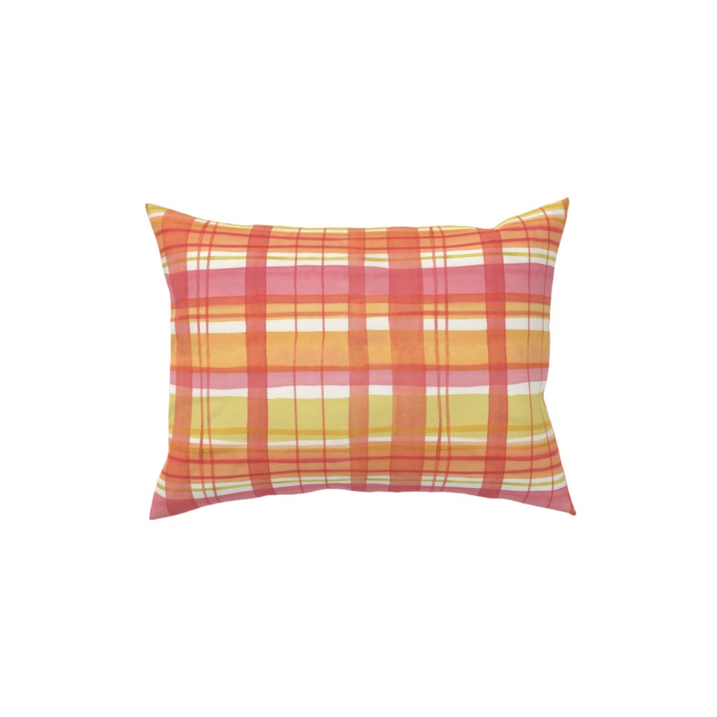 Summer Plaid Pillow, Woven, Black, 12x16, Single Sided, Multicolor