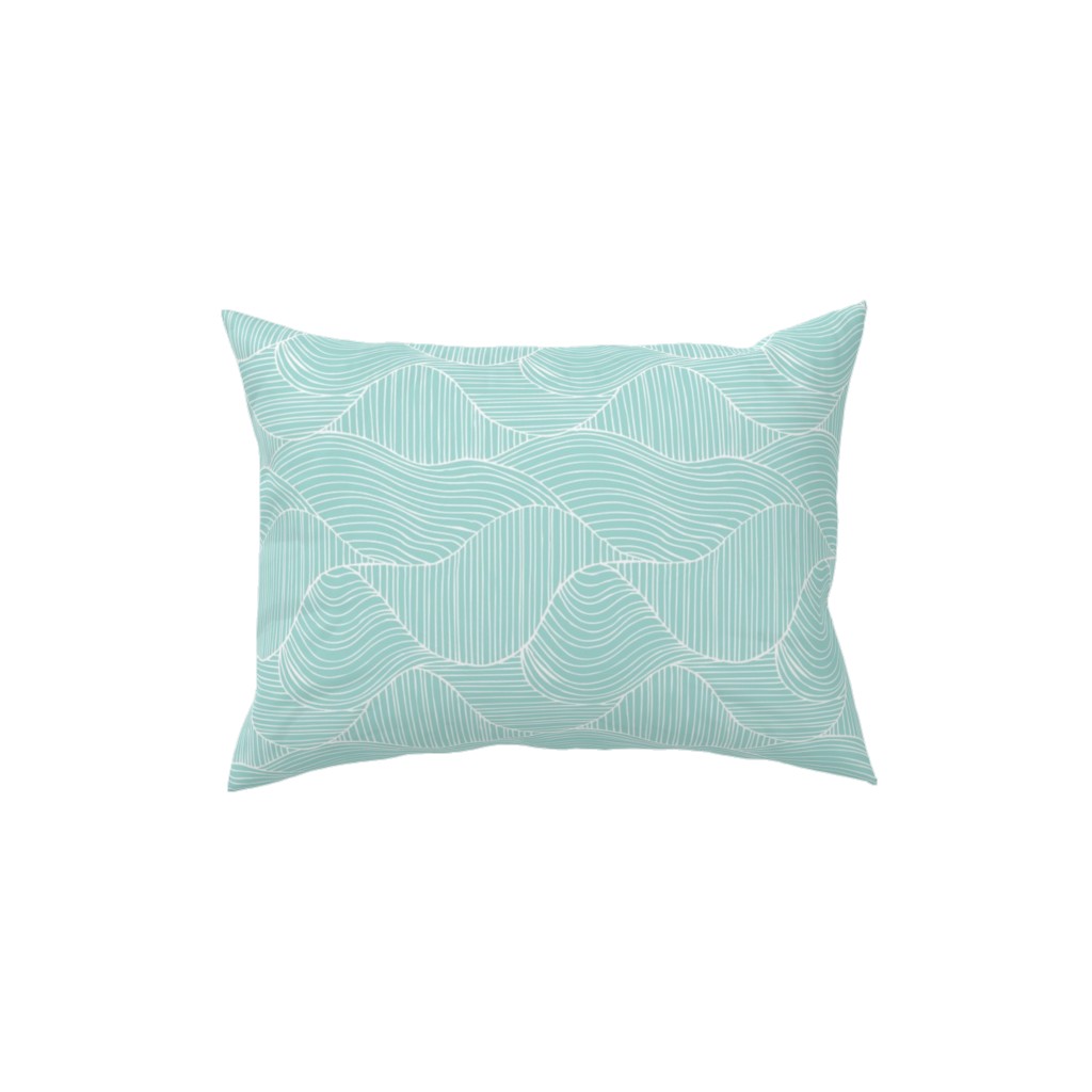 Dunes Geometric Waves - Light Aqua Pillow, Woven, Black, 12x16, Single Sided, Blue