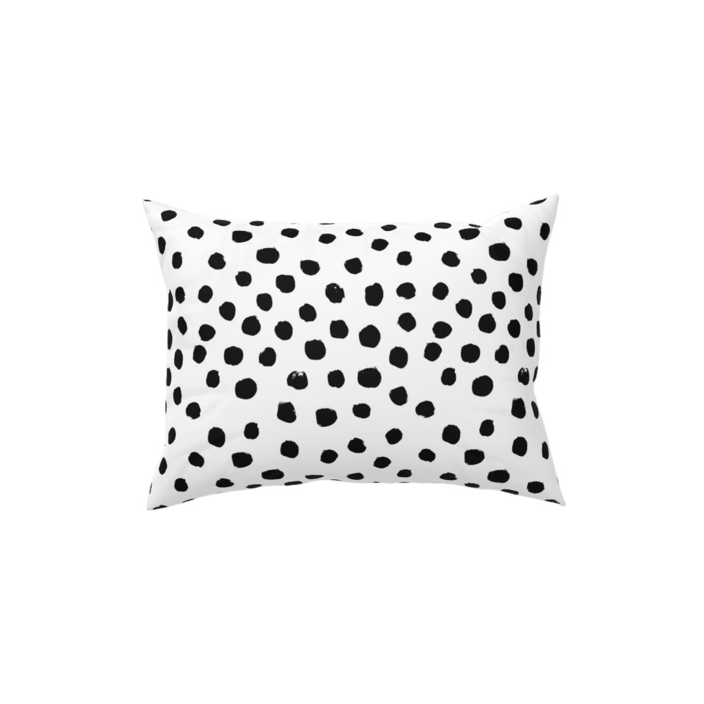 Soft Painted Dots Pillow, Woven, Black, 12x16, Single Sided, White