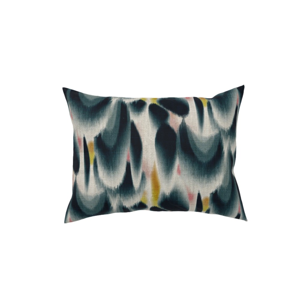 Shibori Wing Spots - Indigo Pillow, Woven, Black, 12x16, Single Sided, Green, Classic Green