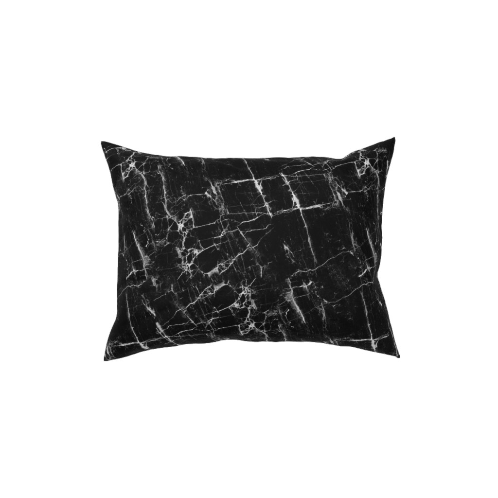 Cracked Black Marble Pillow, Woven, Black, 12x16, Single Sided, Black