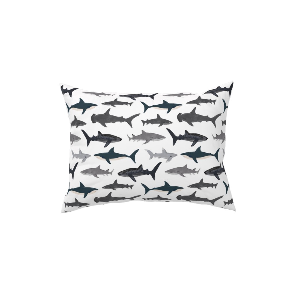 Sharks - Neutral Pillow, Woven, Black, 12x16, Single Sided, Gray