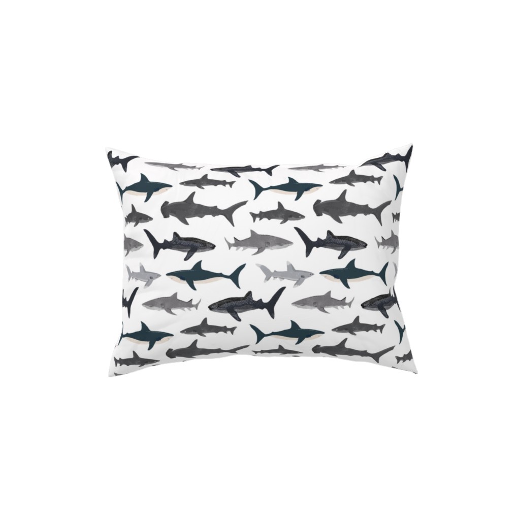 Sharks - Neutral Pillow, Woven, Black, 12x16, Single Sided, Gray, Gray