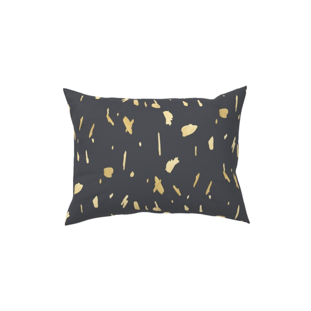 Blobs - Gold on Charcoal Pillow, Woven, Black, 12x16, Single Sided, Gray