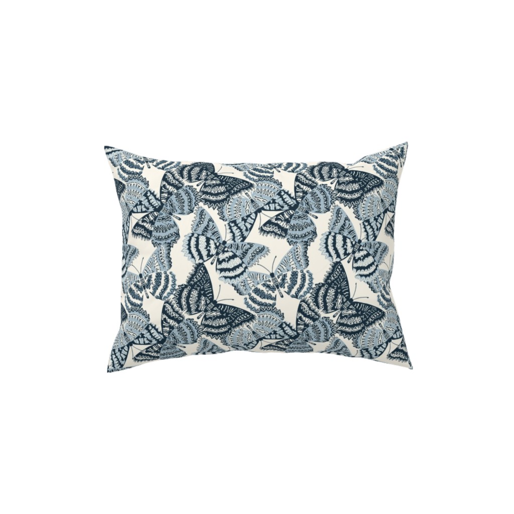 Butterfly - Hand Drawn - Blue Pillow, Woven, Black, 12x16, Single Sided, Blue, True Blue