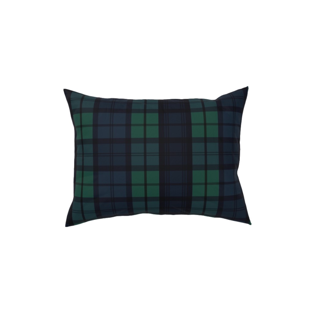 Dark Green Plaid Pillow, Woven, Black, 12x16, Single Sided, Green