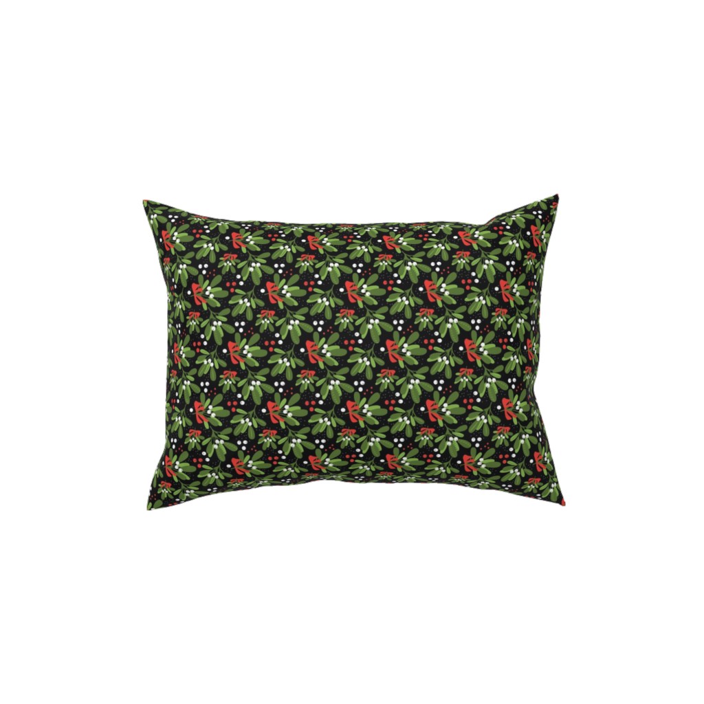 Mistletoe Night on Black Pillow, Woven, Black, 12x16, Single Sided, Multicolor