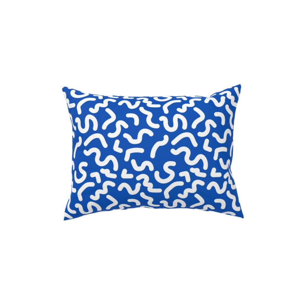 Dark Squiggles - Blue Pillow, Woven, Black, 12x16, Single Sided, Blue