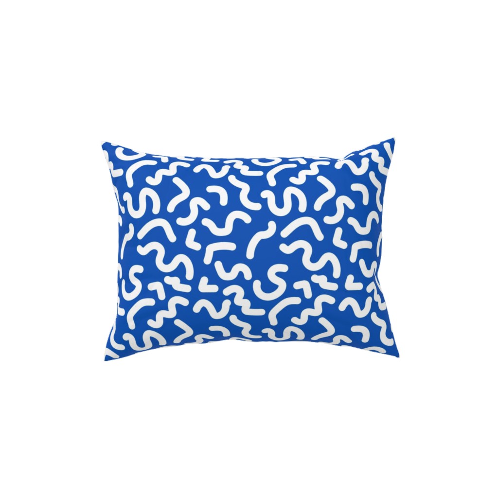 Dark Squiggles - Blue Pillow, Woven, Black, 12x16, Single Sided, Blue, True Blue