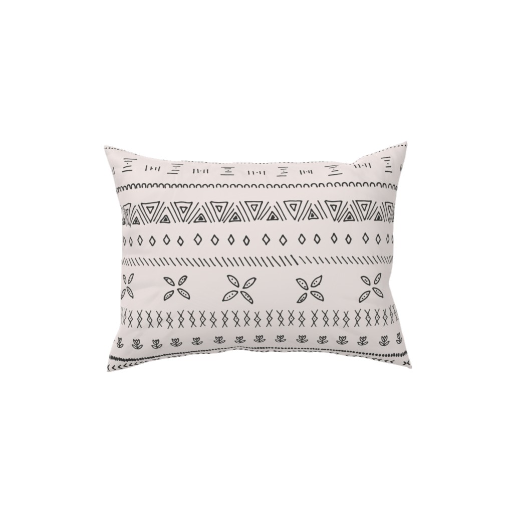 Boho Print Pillow, Woven, Black, 12x16, Single Sided, Beige