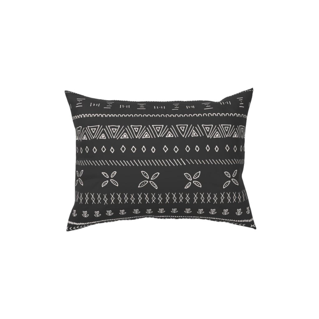 Boho Print Pillow, Woven, Black, 12x16, Single Sided, Black