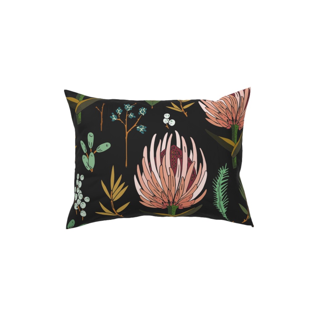 Floral Study - Dark Pillow, Woven, Black, 12x16, Single Sided, Multicolor