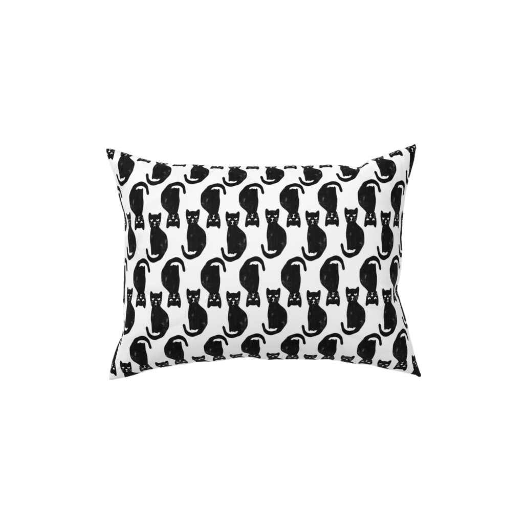Black Cat Pillow, Woven, Black, 12x16, Single Sided, Black, Black