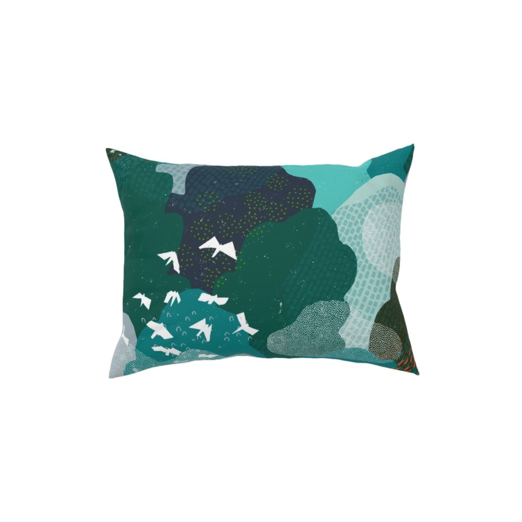 Forest Bird's Eye View - Green Pillow, Woven, Black, 12x16, Single Sided, Green