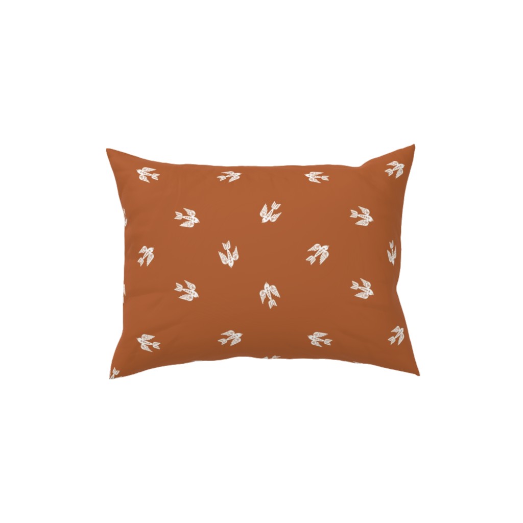 Bird Folk - Rust Pillow, Woven, Black, 12x16, Single Sided, Orange