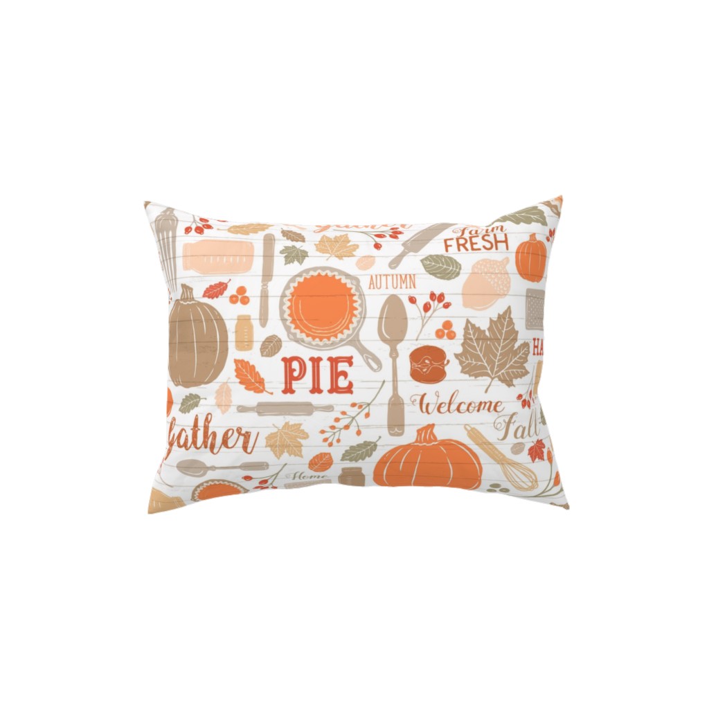 Gather Round & Give Thanks - a Fall Festival of Food, Fun, Family, Friends, and Pie! Pillow, Woven, Black, 12x16, Single Sided, Orange, Orange