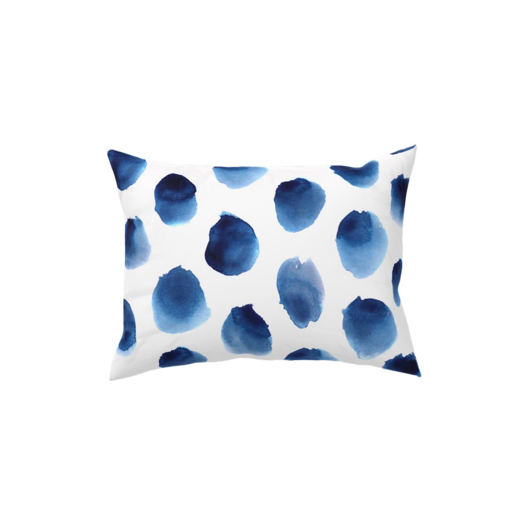 Freshness Watercolor Polka Dot - Blue Pillow, Woven, Black, 12x16, Single Sided, Blue, True Blue