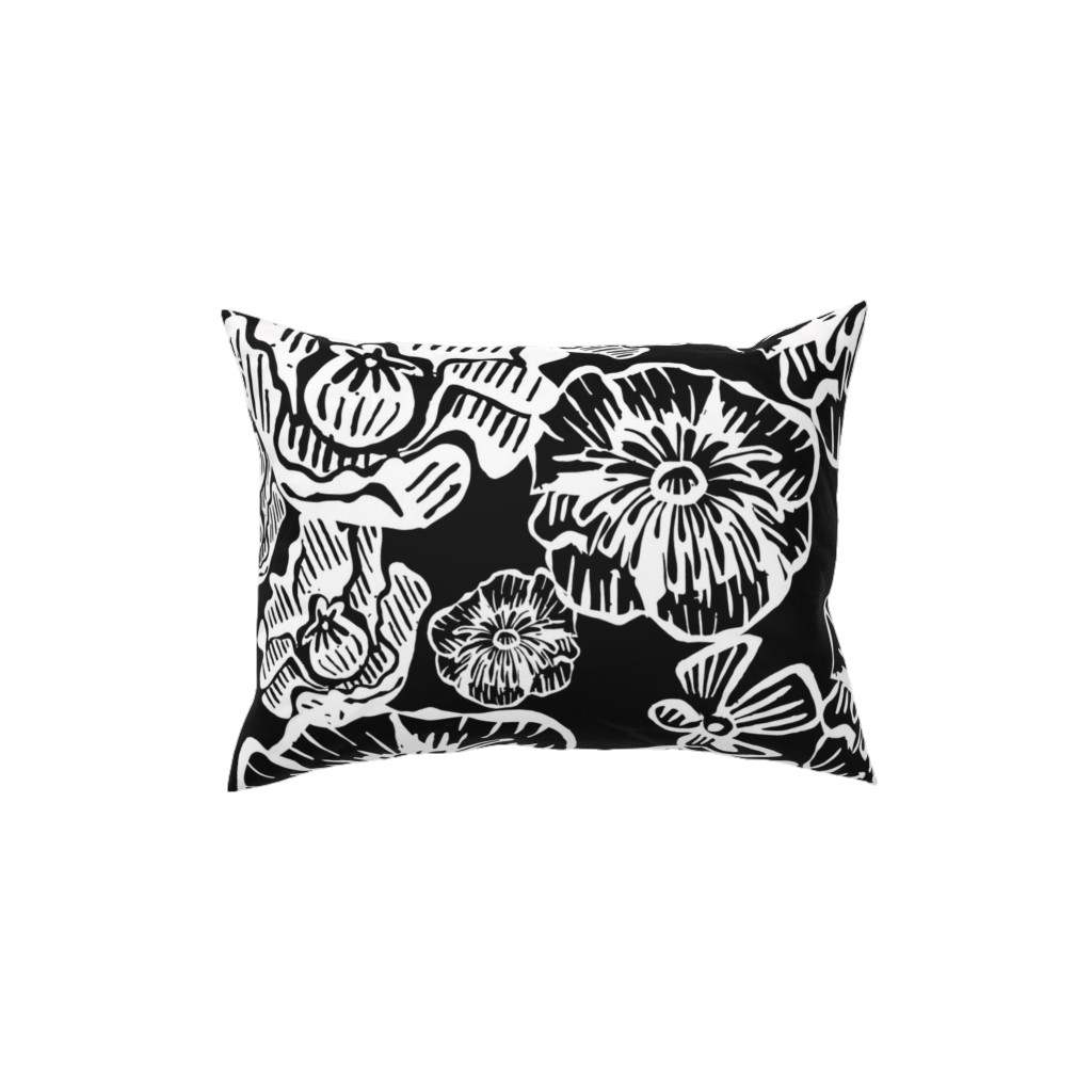 Poppy Arty Pillow, Woven, Black, 12x16, Single Sided, Black