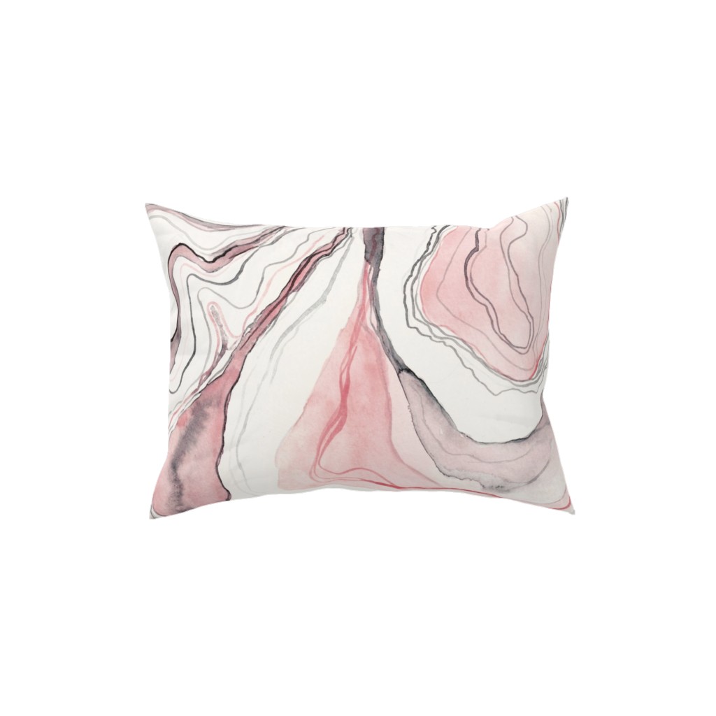 Marbled Watercolor Stone - Pink Pillow, Woven, Black, 12x16, Single Sided, Pink, Bright Pink